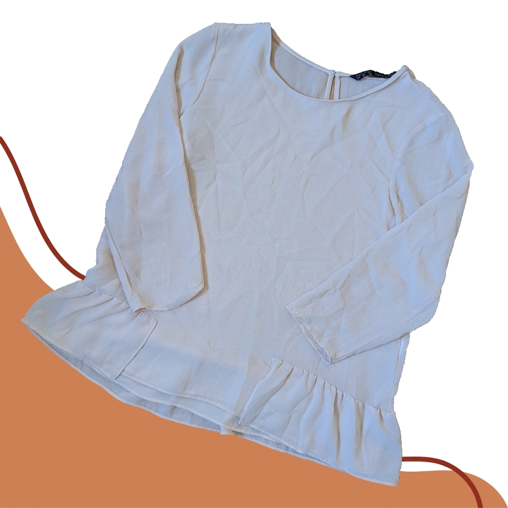Zara Peach Boxy Peplum Blouse